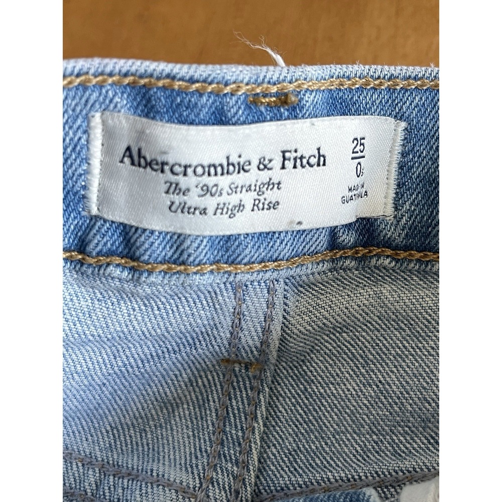 Abercrombie & Fitch Jeans Womens Sz 25 Ultra High Rise 90s Straight Distressed - Picture 5 of 11